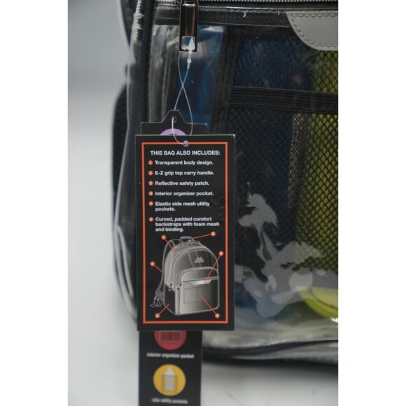 Clear Backpack + Fulton Neon Lunchbox‎ Back-to-School Supply Gift Bundle - Picture 3 of 16